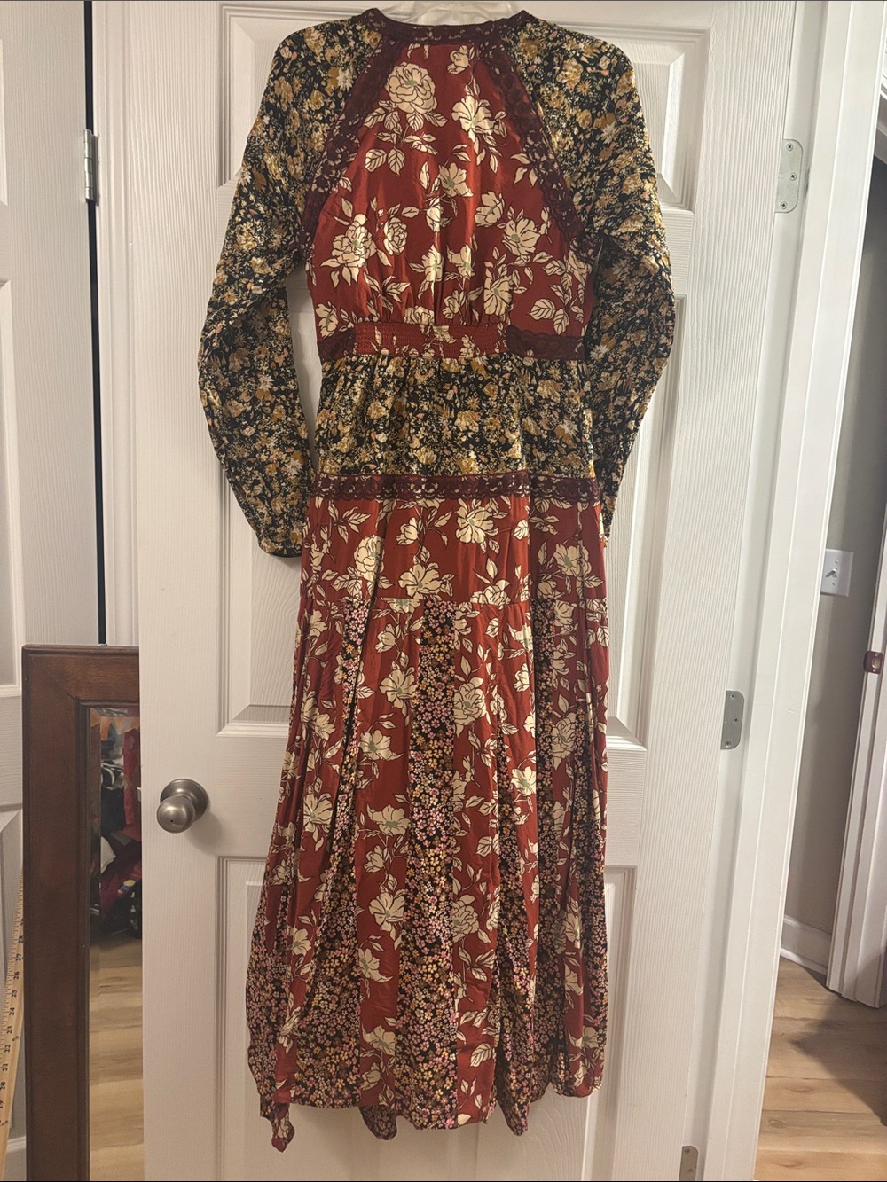 Free People Rust and Black Floral Maxi Wrap Dress - Picture 5 of 5